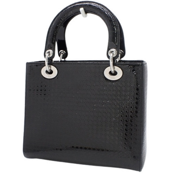 Dior Lady Leather Black Handbag Cannage Micro  Medium - Picture 1 of 9